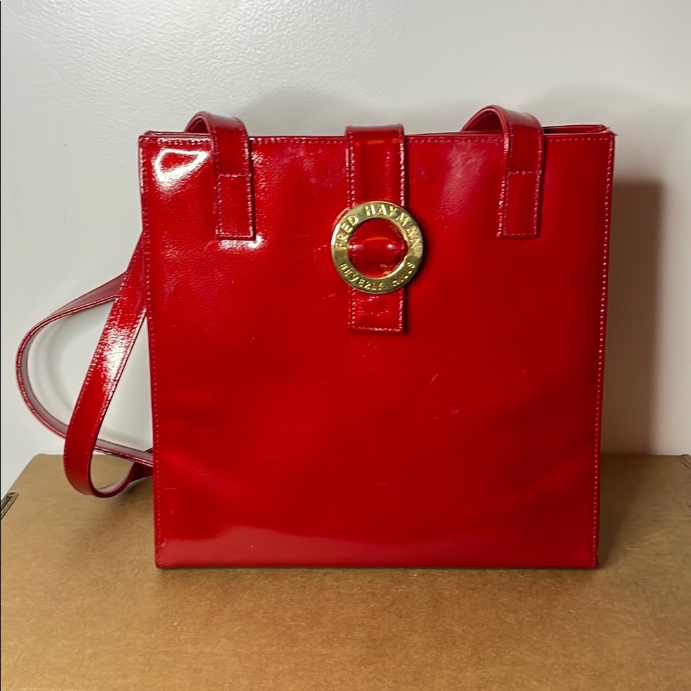 Vintage Fred Hayman Red Leather Shoulder Bag - Picture 1 of 6